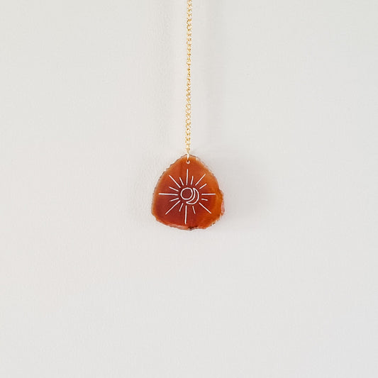Sun & Moon Etched Orange Wall Hanging